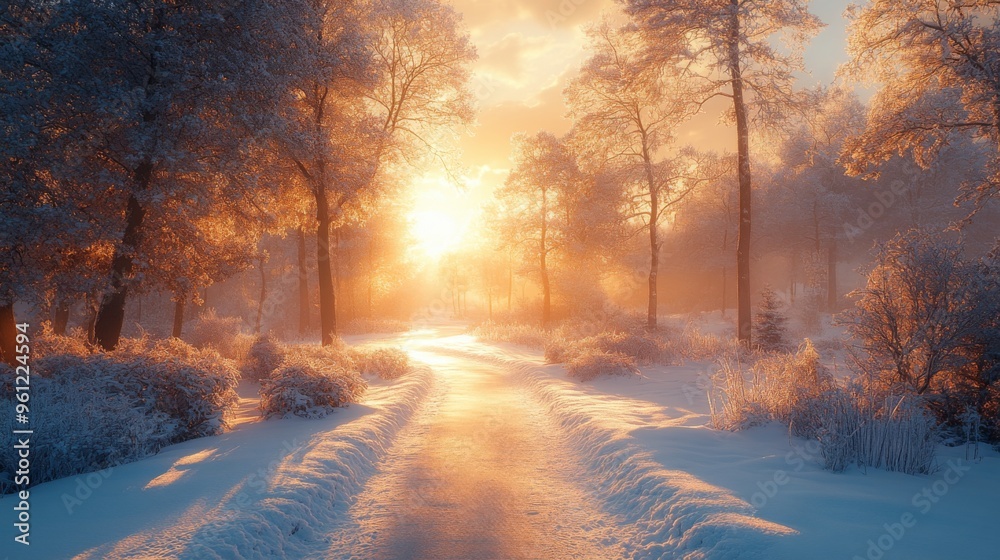sunrise in the snow forest sunrise in the snow forest