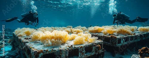 Artificial coral reef installation underwater ecosyste photo