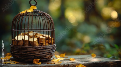 cage with alots coin photo