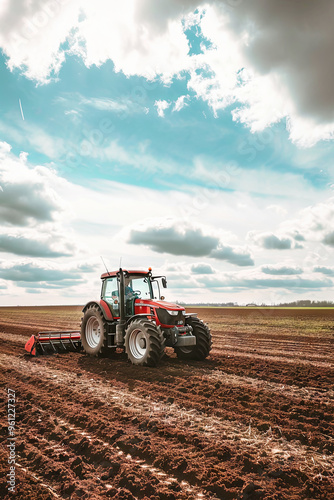 A Tractor Plowing a Field With a Plow