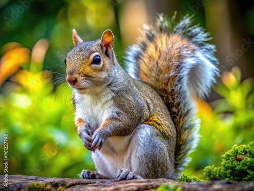 Sciurus Carolinensis, Commonly Known As The Eastern Gray Squirrel, Captured In Its Natural Urban Environment photo