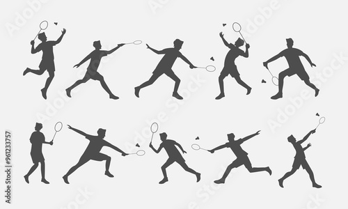 silhouettes of badminton player