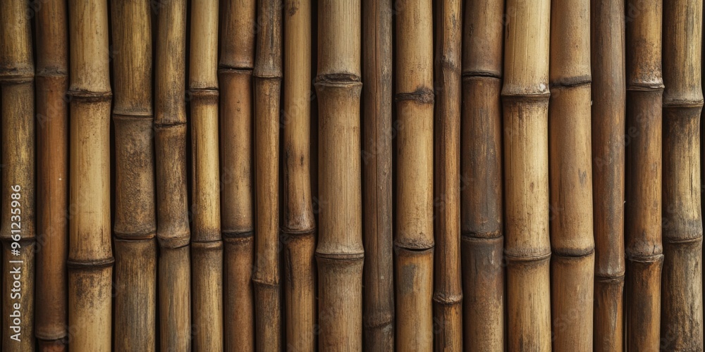 Naklejka premium Natural Bamboo Texture Ideal for Background and Decorative Design Elements. Bamboo Fence