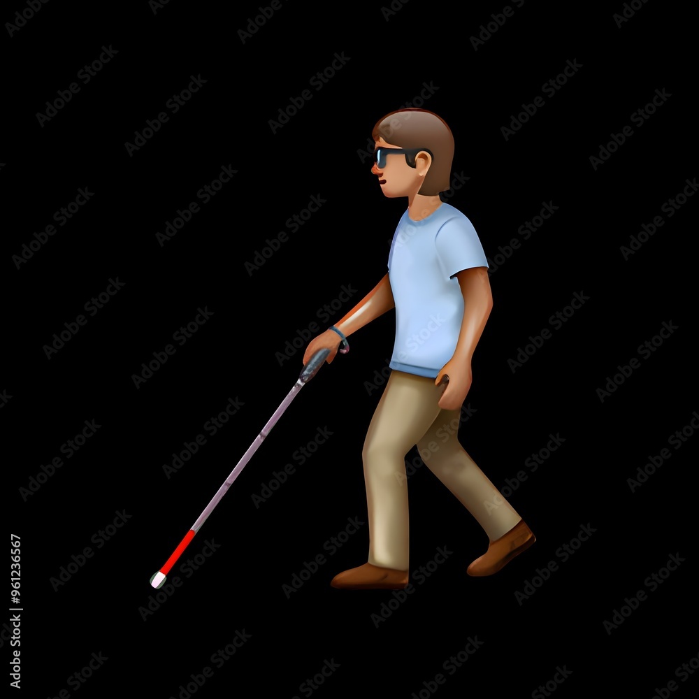 Fototapeta premium Person with White Cane Emoji 
