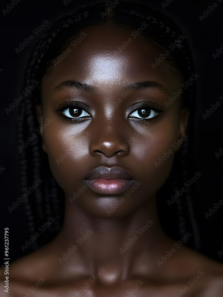 Close up Portrait of a Young Black Woman with Braids Close up Portrait of a Young Black Woman with Braids