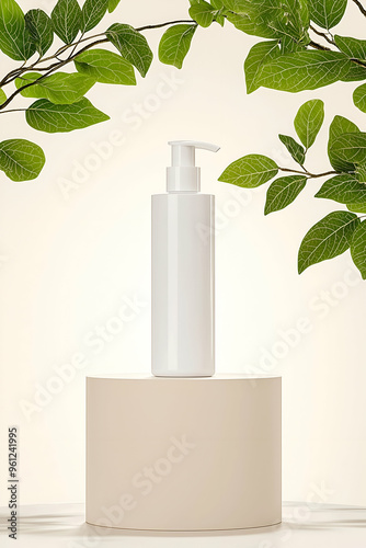 Wallpaper Mural Minimalist Lotion Bottle with Greenery and Natural Light Torontodigital.ca