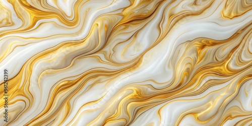 Abstract waves of liquid gold and white marble texture leading lines