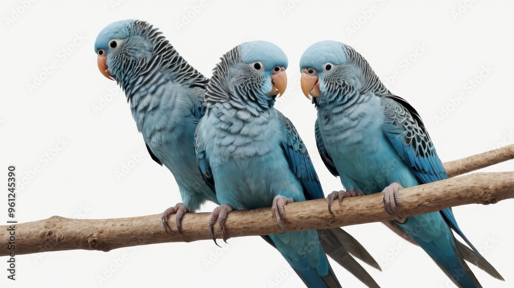 Obraz premium Two blue parakeets bundle, isolated on white PNG