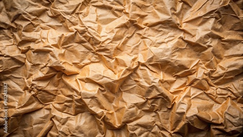 Aerial crumpled brown paper texture with rugged folds