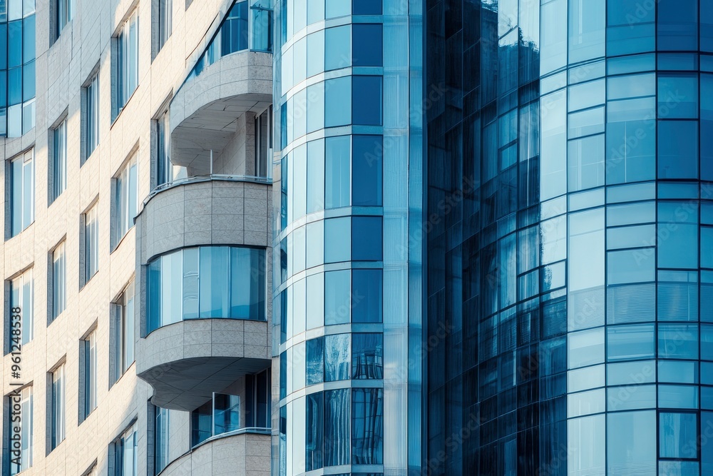 Economics, banking, business and finance concept. A fragment of a modern office building in the capital of Ukraine - Kyiv. Horizontal photo. Kiev, Ukraine, Europe , ai