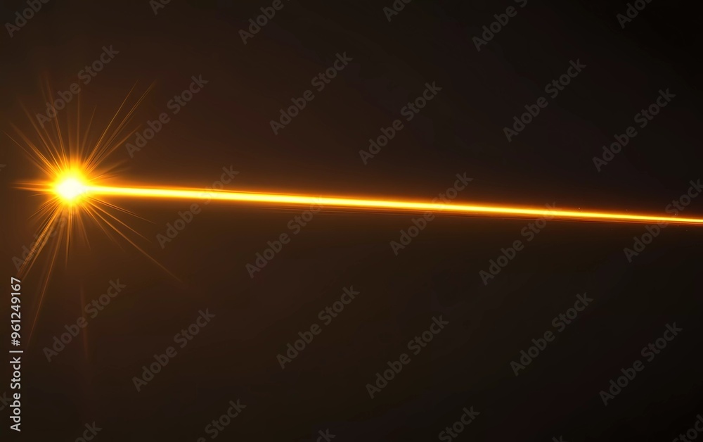 yellow laser beam on isolated dark background. yellow laser beam on isolated dark background.