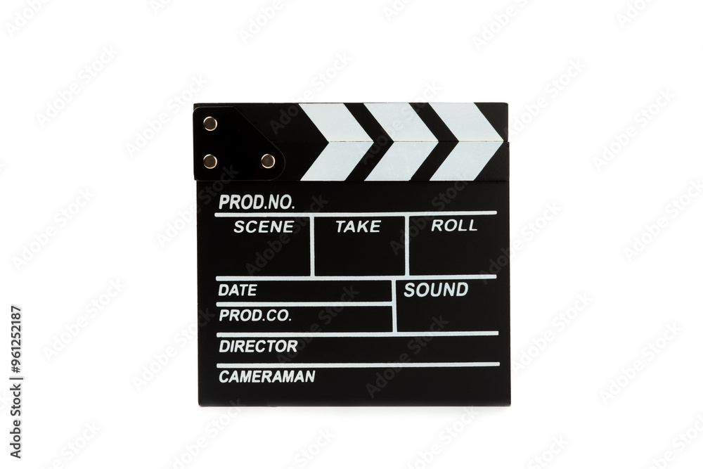Naklejka premium Movie clapper. Movie clapper isolated on white background. Concept recreation and entertainment. Cinema concept.
