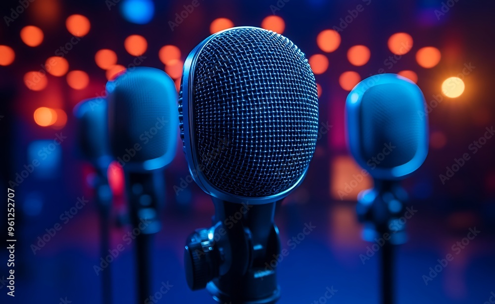Close-up of a Microphone in a Studio Setting Close-up of a Microphone in a Studio Setting