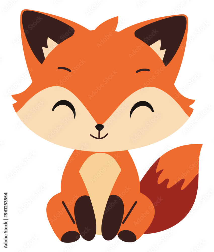 Obraz premium Cute Fox Toon. Flat Vector Illustration