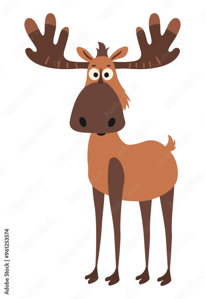 Fototapeta premium Deer Cartoon Character. Flat Vector Illustration