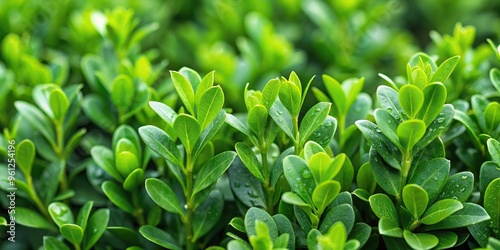 Aerial view of boxwood Buxus sempervirens foliage