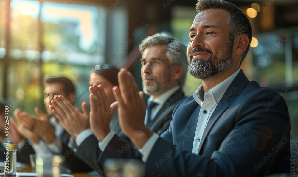 closeup Successful businesspeople applauding during a meeting closeup Successful businesspeople applauding during a meeting