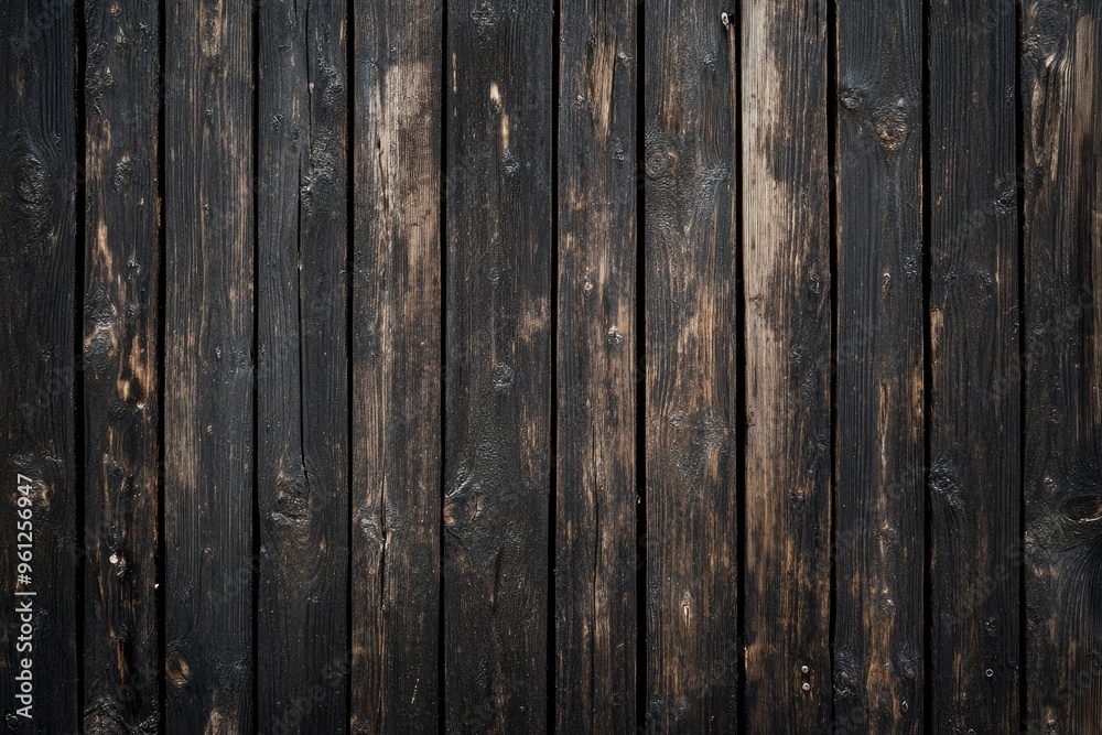 Fototapeta premium Dark wood texture background surface with old natural pattern, texture of retro plank wood use for background, poster, banner, brochure and graphic design , ai
