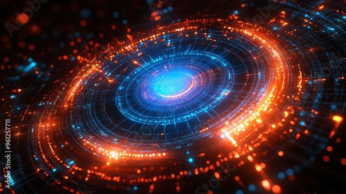 futuristic glowing digital ...