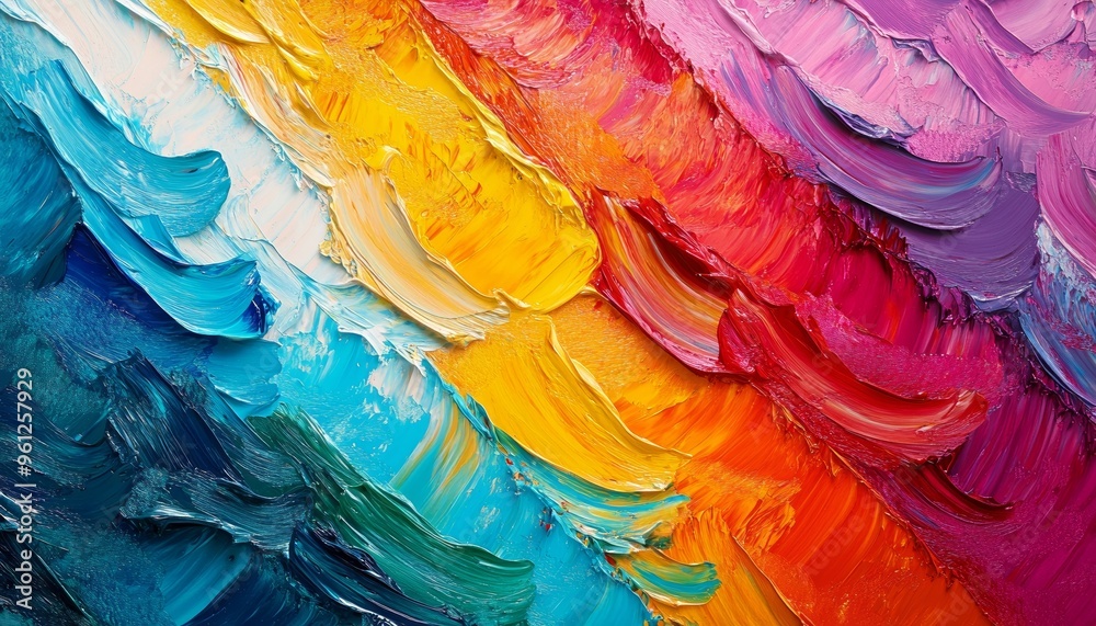 Fototapeta premium Abstract Colorful Oil Painting with Bold Brush Strokes Texture