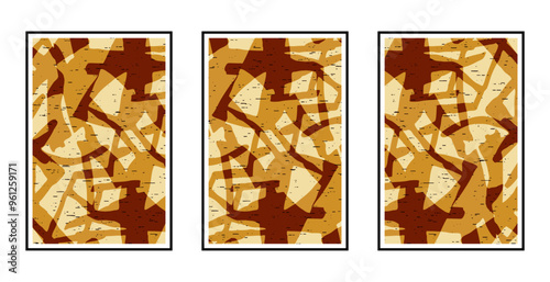 Set of 3 Abstract pattern. Illustration for printing on wall decorations. For use in graphics.