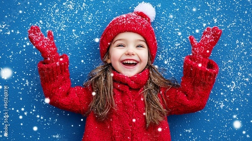 Girl in red winter clothes (fictional person) photo