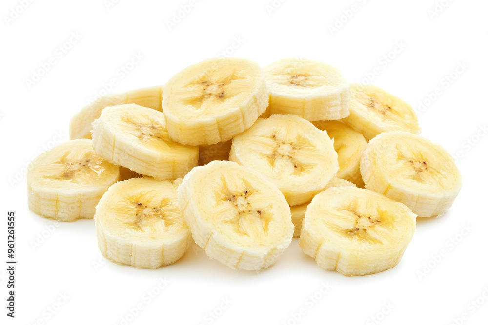 Banana slices isolated on white background Banana slices isolated on white background