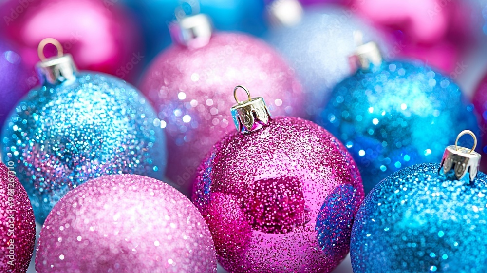 Close-up light blue and pink ornaments Close-up light blue and pink ornaments