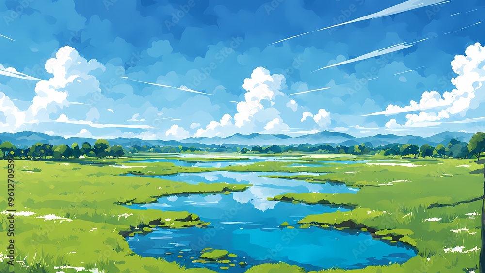 landscape with lake and sky