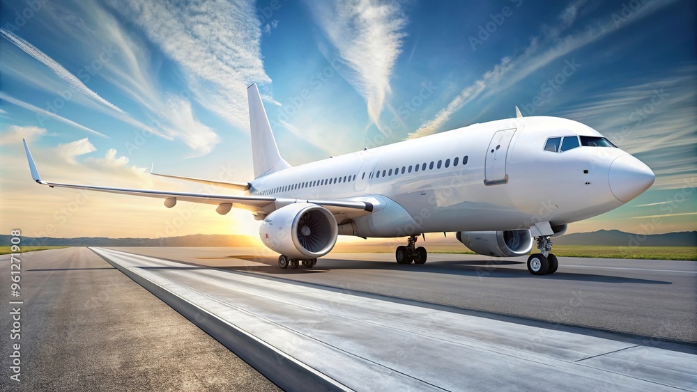 Obraz premium airplane on runway with side ramp attached