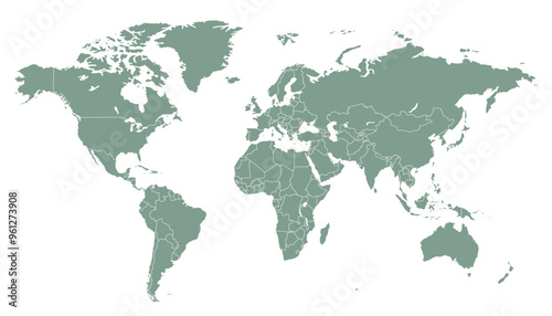 World map. Grey modern vector map. Silhouette map