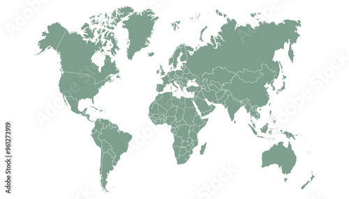 World map. Grey modern vector map. Silhouette map
