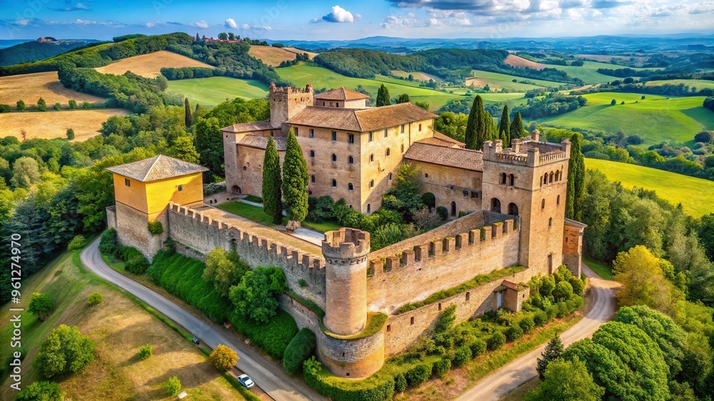 Fototapeta premium Ancient medieval fortress in Modena, symmetrical architecture