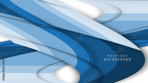 Captivating abstract design featuring layered curves and waves in various shades of blue, creating depth and texture