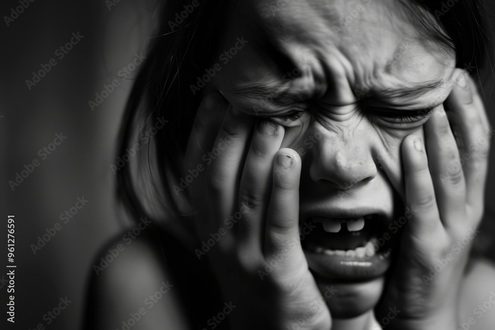 A weary child expresses deep emotions of stress and exhaustion after enduring overwhelming challenges and difficult circumstances A weary child expresses deep emotions of stress and exhaustion after enduring overwhelming challenges and difficult circumstances