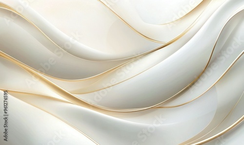Golden lines and waves. Elegant abstract background with white and gold waved shapes. Luxury gold background.