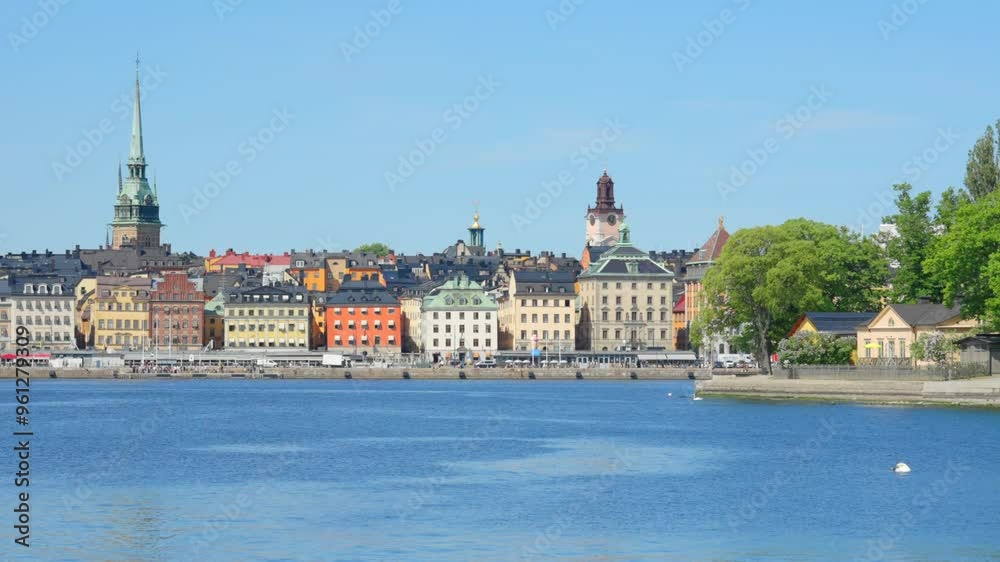Stockholm old town with apartment buildings at water Stockholm old town with apartment buildings at water