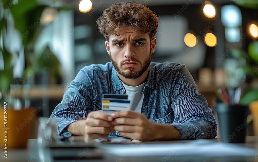 Young male businessman with a worried expression Young male businessman with a worried expression