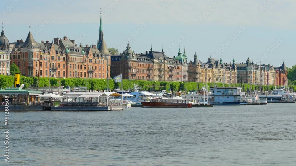 Strandvägen Stockholm City most exclusive apartment buildings real estate water and ships in summer time. Sunny day Strandvägen Stockholm City most exclusive apartment buildings real estate water and ships in summer time. Sunny day
