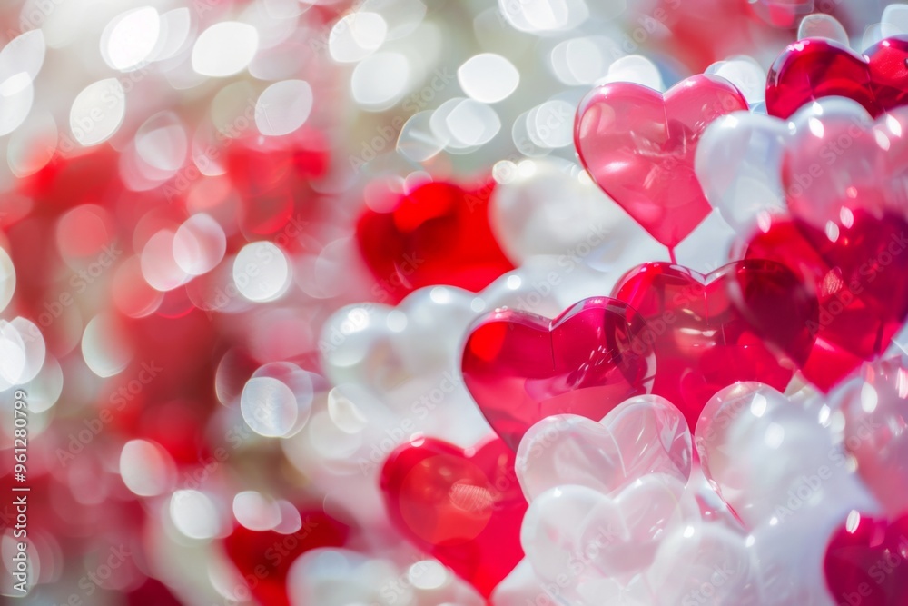 A vibrant display of red and white hearts creates a romantic atmosphere for Valentine's Day celebrations and special moments of love A vibrant display of red and white hearts creates a romantic atmosphere for Valentine's Day celebrations and special moments of love