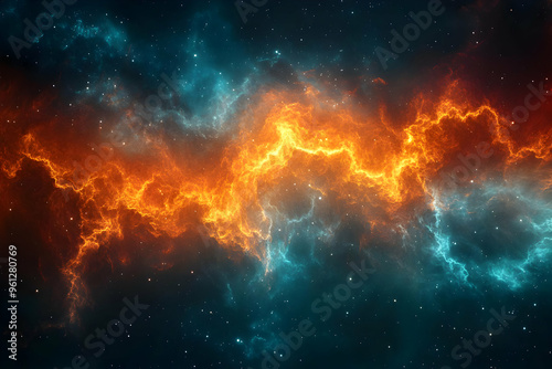 Celestial Abstract Background - Cosmic Fire and Ice Nebula