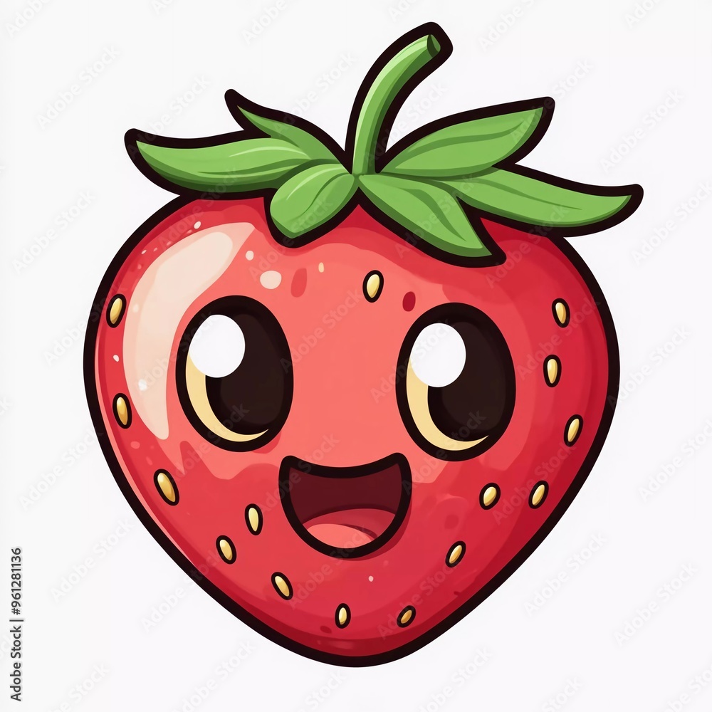 Fototapeta premium Cute cartoon strawberry emoji icon