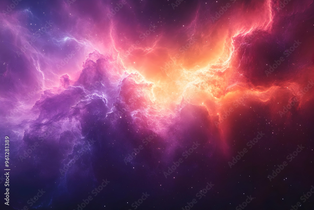 Cosmic Abstract Background - Purple and Orange Nebula with Stars