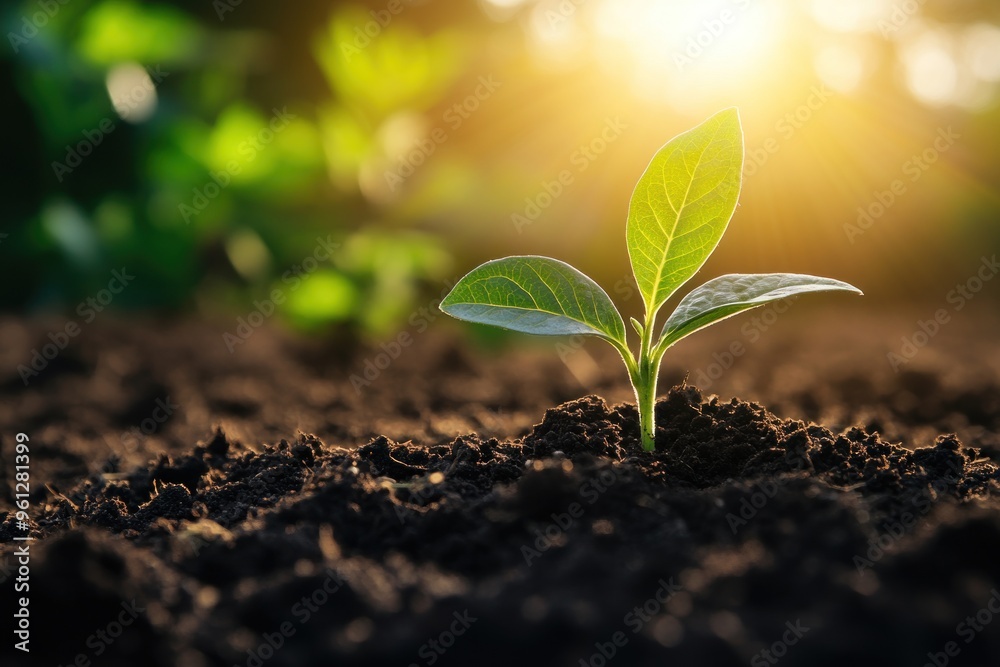 New Life Begins, A Seedling Emerging From The Soil New Life Begins, A Seedling Emerging From The Soil