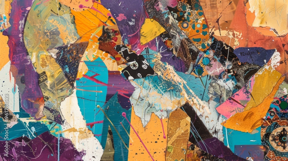 Fototapeta premium Abstract Collage with Vibrant Colors and Textures