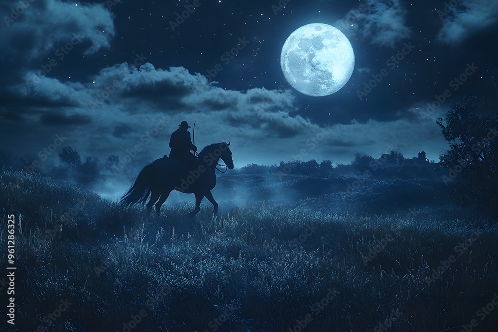 Lone Rider Under a Full Moon Lone Rider Under a Full Moon