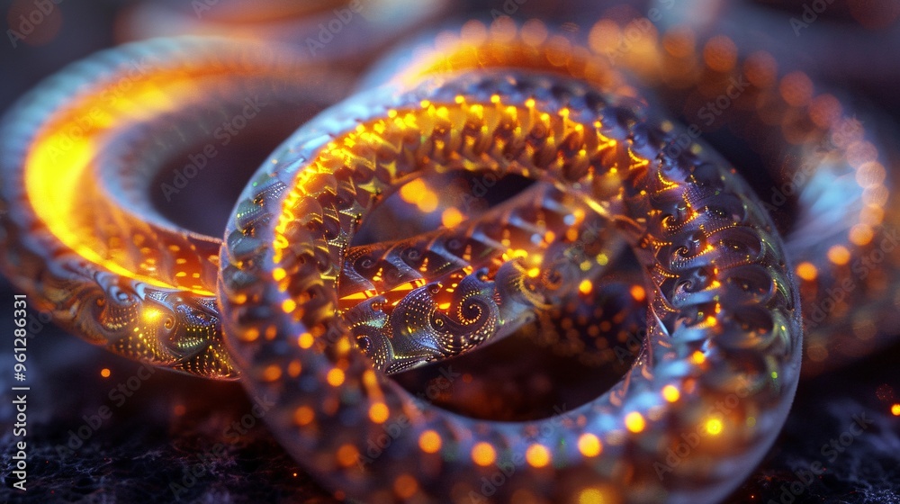 Obraz premium Abstract Intertwined Rings with Glowing Edges
