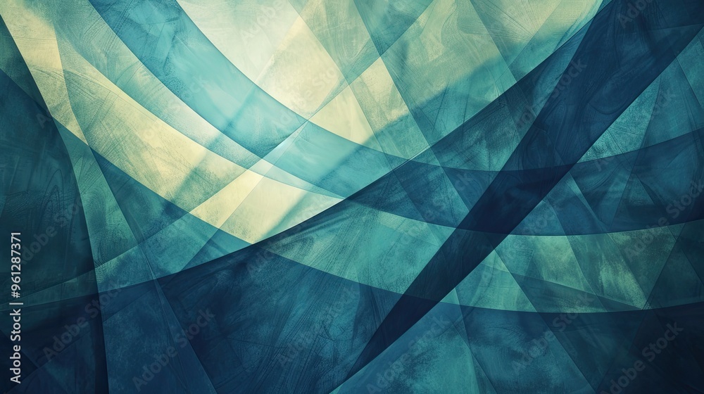 Constructivist wallpaper with muted blues and greens with glowing effects Constructivist wallpaper with muted blues and greens with glowing effects