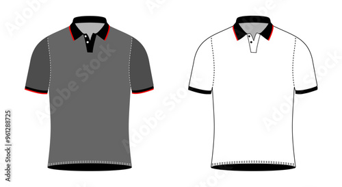 Short sleeve polo shirt.t-shirt front, t-shirt back and t-shirt sleeve design for mockup 2D
