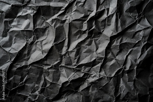 Black Vintage Crumpled Paper Texture Background. Paper Overlay , ai